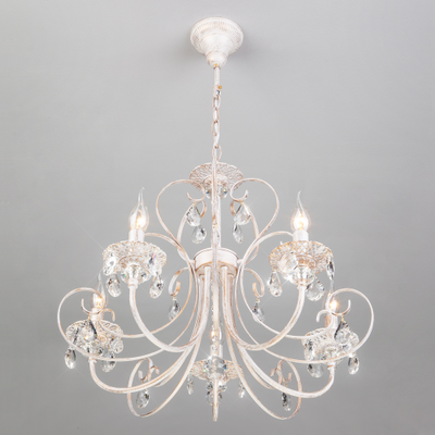 Люстра 3305/5 белый с золотом/прозрачный хрусталь Strotskis Eurosvet