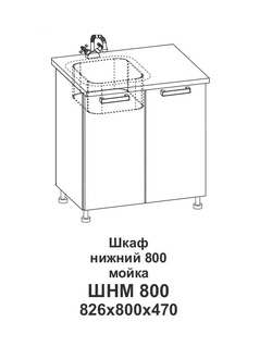 Стол рабочий под мойку ШНМ 800 Крафт (Домани)