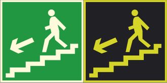 Фотолюминесцентный знак E14 «Направление к эвакуационному выходу по лестнице вниз»