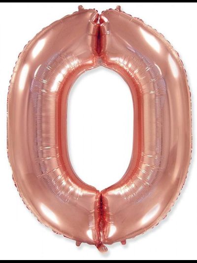 Фольгированная цифра 0, 100 см, розовое золото  В НАЛИЧИИ