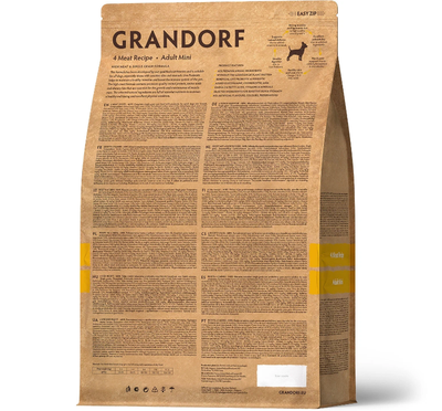 Grandorf (Грандорф): сухой корм для собак мини-пород 4 вида мяса с пробиотиками, 3 кг