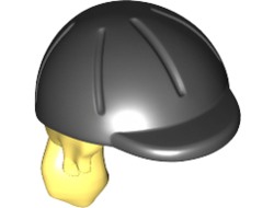 Mini Doll, Hair Combo, Hair with Hat, Long Ponytail, Side Bangs, Hole in Back with Molded Black Horse Riding Helmet Pattern, Bright Light Yellow (92254pb01 / 4621969 / 6016662)