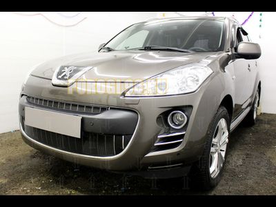 Защита радиатора Peugeot 4007 2007-2013 black верх