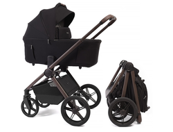 Коляска 2в1 Peppy Soho, Black (Черная) рама Шоколад