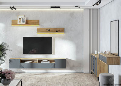 Байкал Стол туалетный навесной Дуб Золотой / Графит