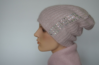 Vizio шапка и палантин розовый комплект