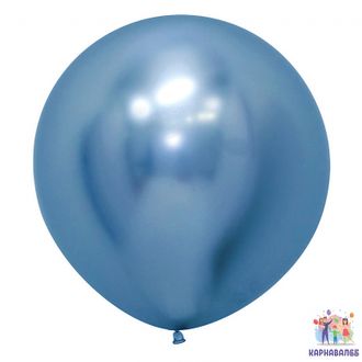 Шар хром 60 см синий ( шар + обработка + гелий + лента)