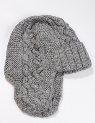 Шапка женская ушанка "Плетёнка" 11527-1 голубая, джинс, бежевая, серая