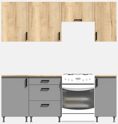 Кухня Эконом 1,5 метра (1100х400) Цвет: Дуб Вотан/Базальт