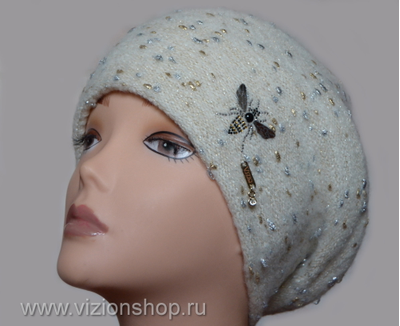 Модный берет с пчелкой вязаный зима 2018 - 2019