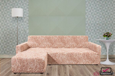 Чехол на угловой диван с левым выступом Виста Буше. АнтиКошка. Хлопок.ИТАЛИЯ