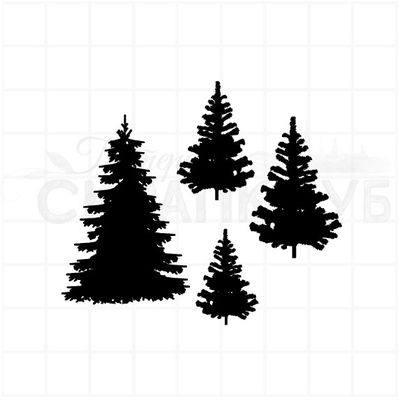 Штамп силуэт елок