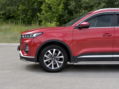 Защита переднего бампера d42 секции Chery Tiggo 7 Pro 2020-