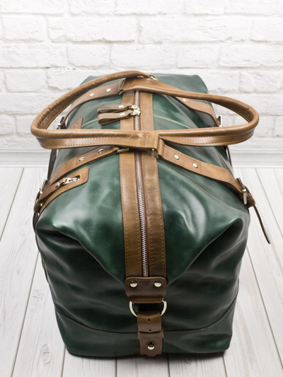 Кожаная дорожная сумка Campora Premium dark green (арт. 
4019-11)