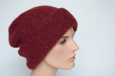 Красная шапка женская двойная с отворотом Vizio Италия 8052 CRY