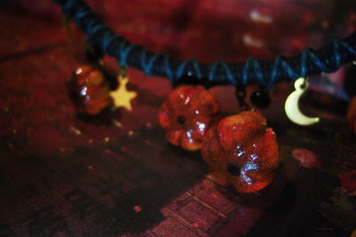 "Время Самайна", комплект украшений (серьги и колье) с тыквами к Хэллоуину