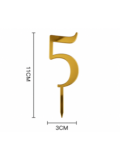 Топпер-цифра "5" (золото), 11*3см