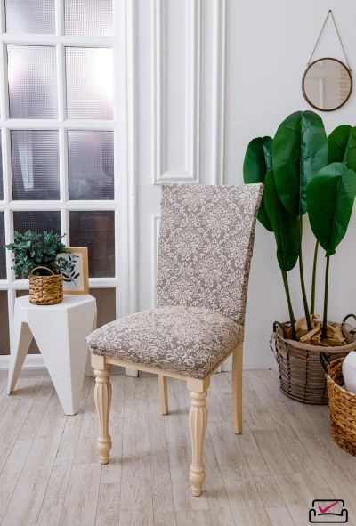 Чехол на стул Жаккард Вензель Серый. Россия