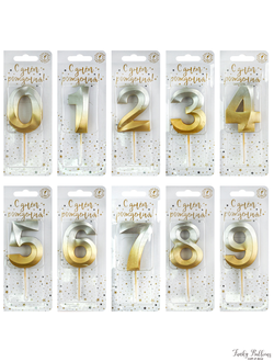 Свеча тортовая цифра  на шпажке "Золото-Серебро"