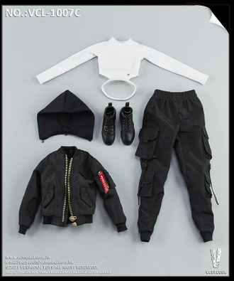 Женский комплект с курткой (черная) - 1/6 Fashion Jacket Set (VCL-1007C) - VERYCOOL