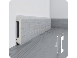 Плинтус напольный из дюрополимера солид UHD 05/80 дуб серебристый