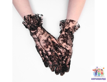Карнавальные перчатки ажурные, цвет черный, короткие