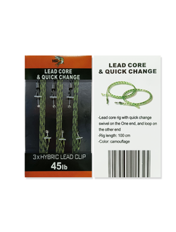 Поводки лидкор #50см/ 45lb (быстросменный) цвет: кмф, 1уп. 3 поводка