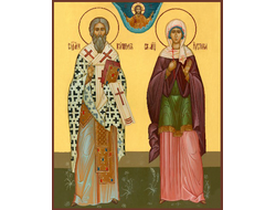 Киприан и Устиния, Святые мученики. Рукописная икона.