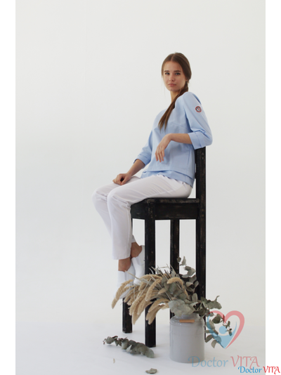 Блуза «Лодочка», голубая