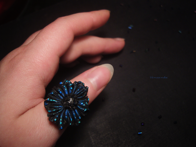 Кольцо-цветок в стиле фэнтези "Ночная магия"