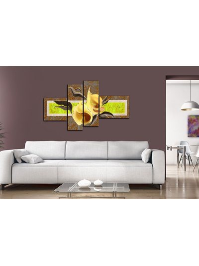 Модульная картина "Цветы на зеленом"