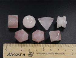 Набор "Платоновы тела" 7 элементов, Кварц Розовый, Бразилия (вес: 44 г) №25274