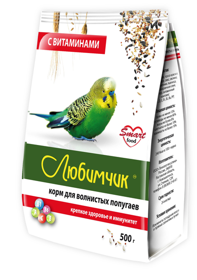 Любимчик для волнистых попугаев с витаминами 0,5 кг