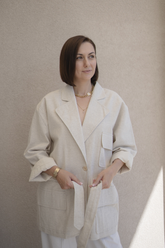 Жакет льняной с поясом