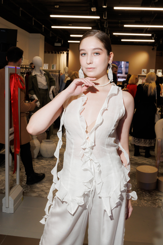 Брюки палаццо из тенселя со вставками