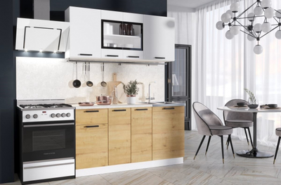 Кухня Хозяюшка 1,5 ЛДСП Вотан/Белый (ЭРА)