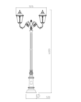 Парковый светильник серии  MUNICH 2 (Big )Опора +2а светильника )