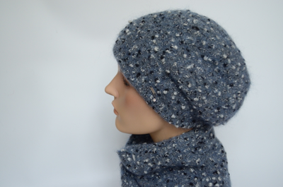 Шерстяной берет джинсового цвета Vizio Италия 8074 B