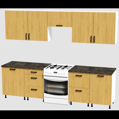 Кухня Эконом 2,1 метра (600х450х600х450) Цвет: Дуб Сонома/Дуб Сонома