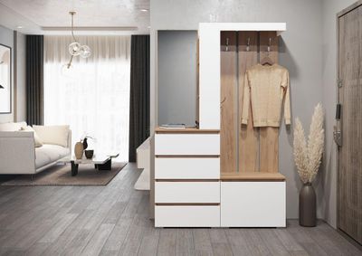 Прихожая ХЕЛЕН  Дуб Крафт золотой/Белый Шагрень