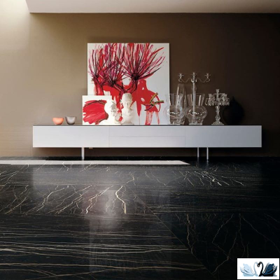 Керамогранит FMAX Black Gold 6mm glossy 120x270 см черный