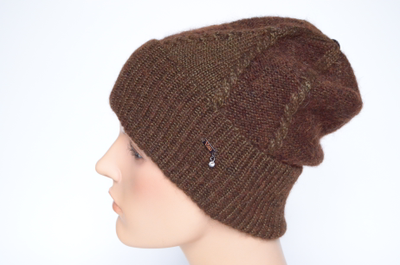 Коричневая шапка вязаная с отворотом Vizio Италия 6989 CRYО