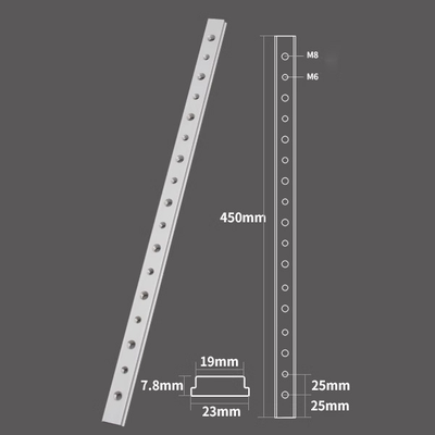 Профиль-слайдер 450 мм с комбинированной резьбой М6 и М8 ДЛЯ ПАЗА 19.2 ММ