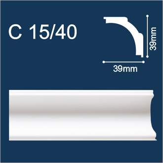 С15/40  плинтус потолочный экструдированный, белый