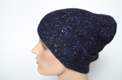Синяя меланжевая шапка с пайетками Vizio Италия 6926 CL