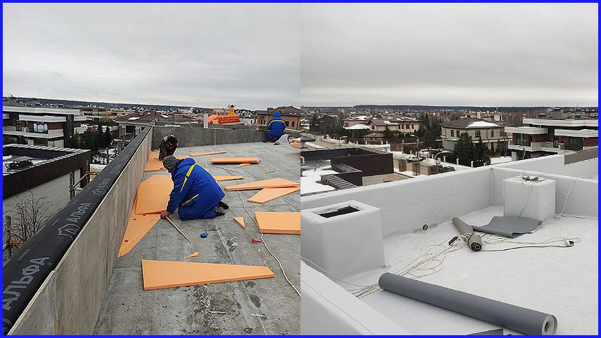 Подготовка контруклонов для водоотвода на наклонной крыше с ПВХ мембраной