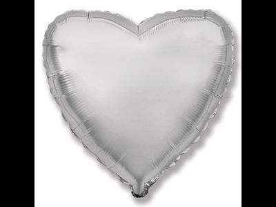 Шар (18''/46 см) Сердце, Серебро