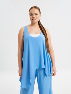 Топ-майка ассиметричный голубого цвета