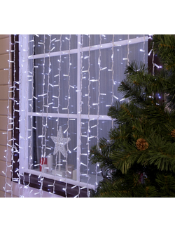 Гирлянда занавес уличная  2 х 9м.1800LED каучук 3W IP65-M 220V, нить белая, свечение белое