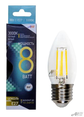 ЛАМПА СВЕТОДИОДНАЯ LED-Premium СВЕЧА 8Вт Е27  прозрачная